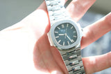 SOLD OUT: Patek Philippe Nautilus Blue Stainless Steel Bracelet 38mm 5800/1A-001 Full Set