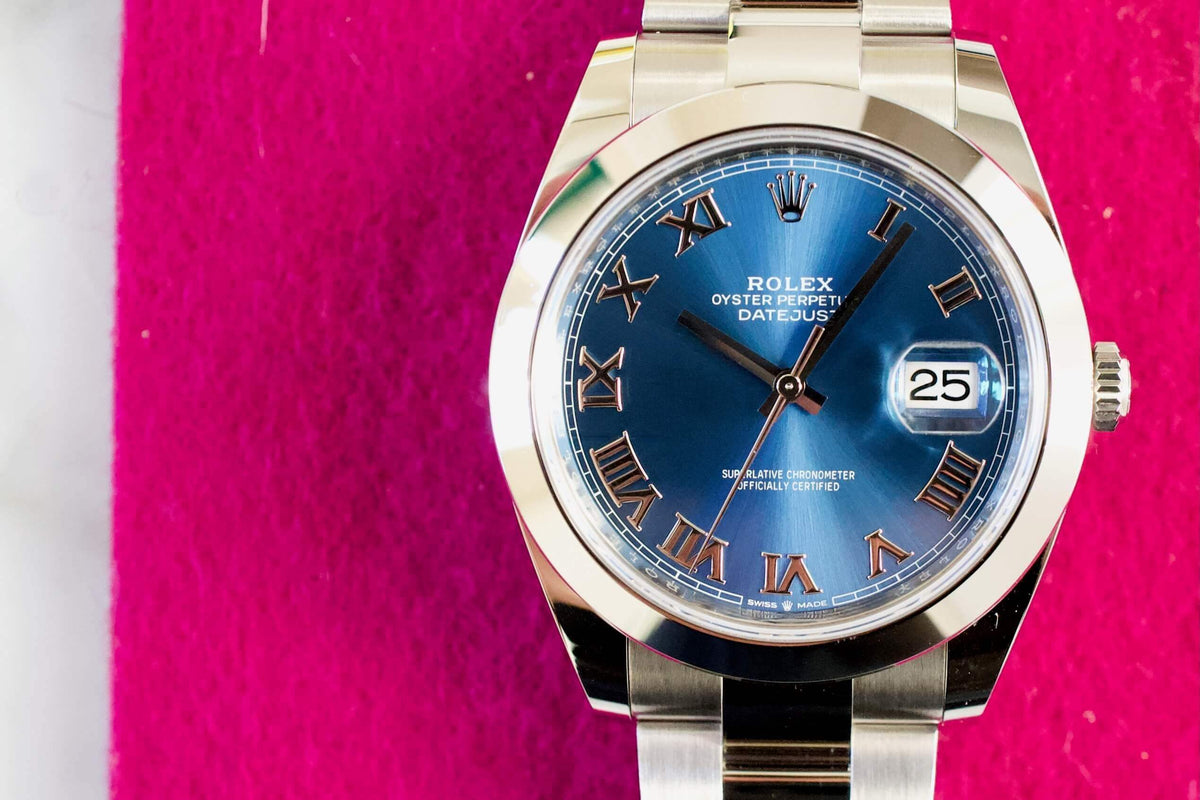 SOLD OUT: Rolex 126300 Datejust 41mm 2022 Azzurro Blue Smooth Bezel Oyster Box and Papers Like New - WearingTime Luxury Watches