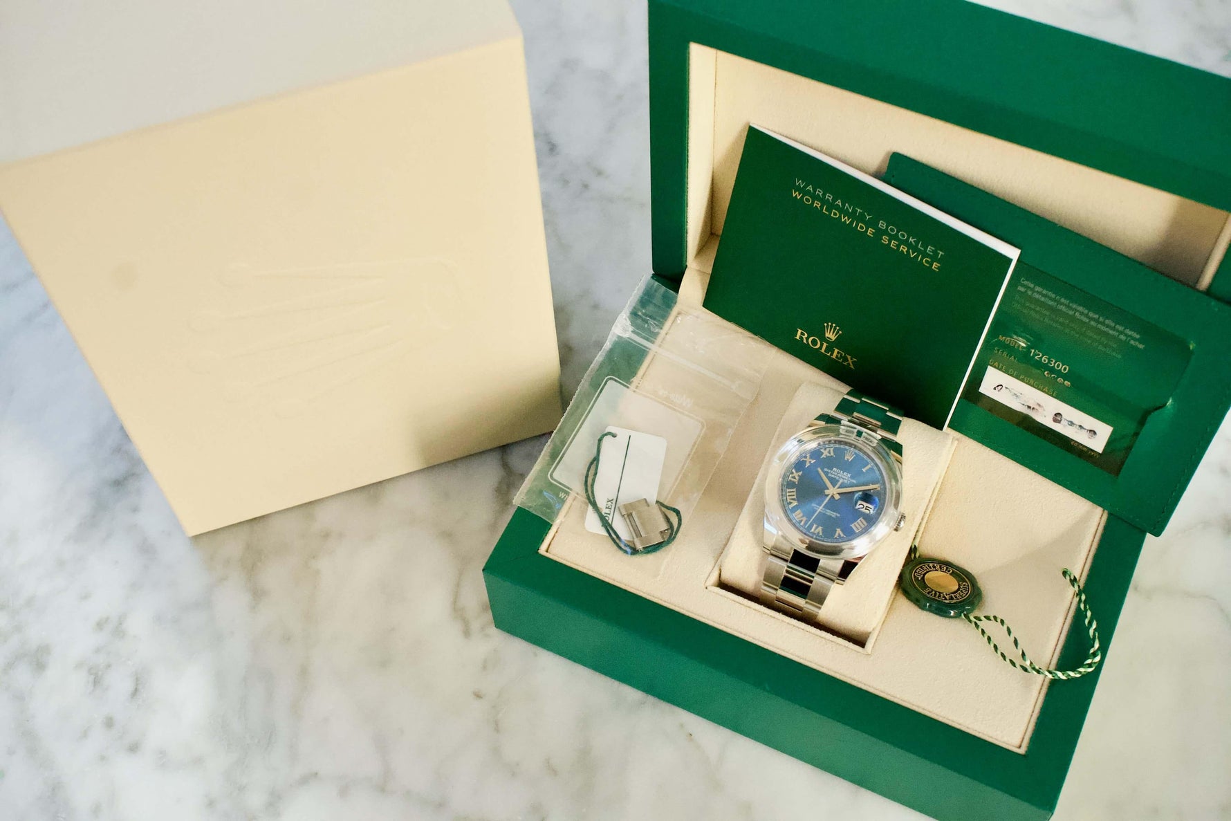 SOLD OUT: Rolex 126300 Datejust 41mm 2022 Azzurro Blue Smooth Bezel Oyster Box and Papers Like New - WearingTime Luxury Watches
