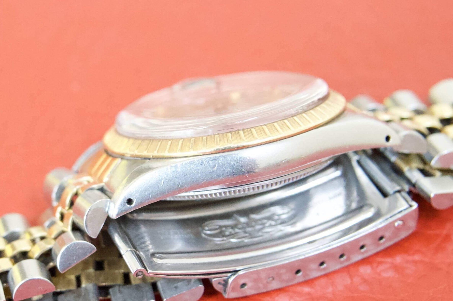 SOLD OUT: Rolex Date Ref. 15053 Two Tone 34mm Jubilee Bracelet Champagne Gold Peg Dial - WearingTime Luxury Watches