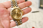SOLD OUT: Rolex Date Ref. 15053 Two Tone 34mm Jubilee Bracelet Champagne Gold Peg Dial - WearingTime Luxury Watches