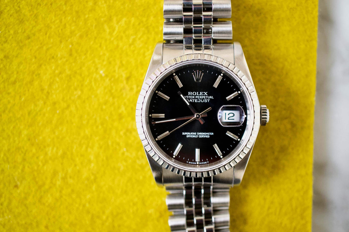 SOLD OUT: Rolex Datejust 36mm Jubilee 16220 L serial Box Papers SERVICED by ROLEX - WearingTime Luxury Watches