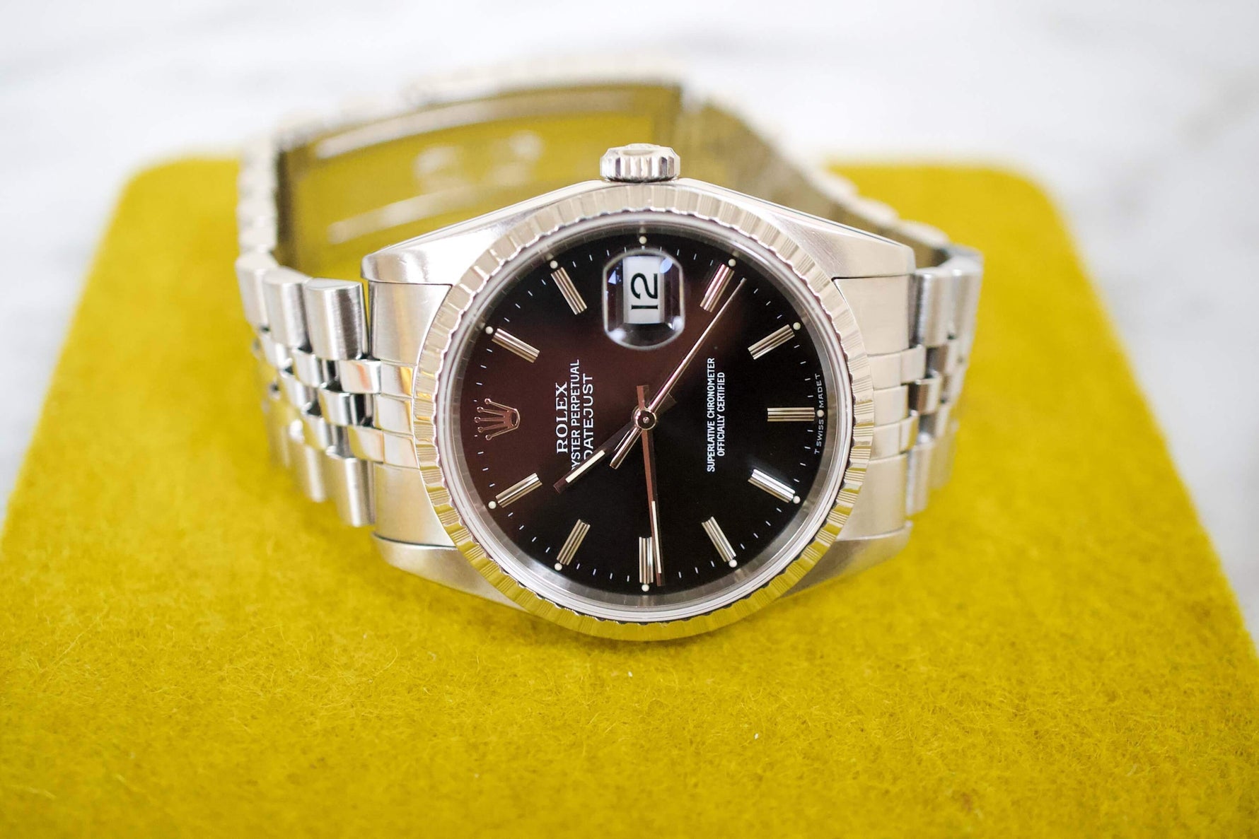 SOLD OUT: Rolex Datejust 36mm Jubilee 16220 L serial Box Papers SERVICED by ROLEX - WearingTime Luxury Watches