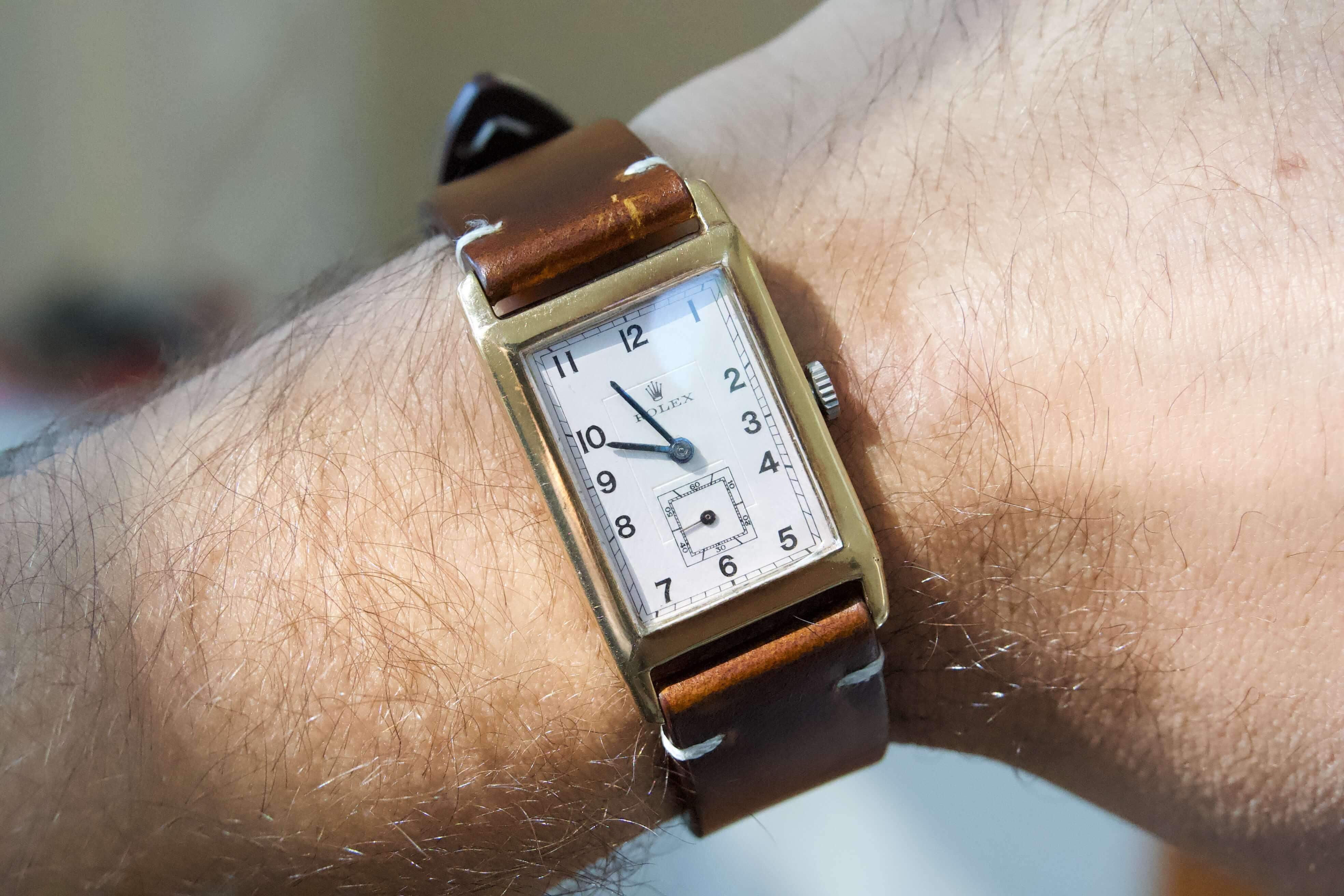 Mens Rectangular Watch SOLD OUT: Rolex Mens Rectangular Watch Vintage 1938 Solid Gold Manual ...