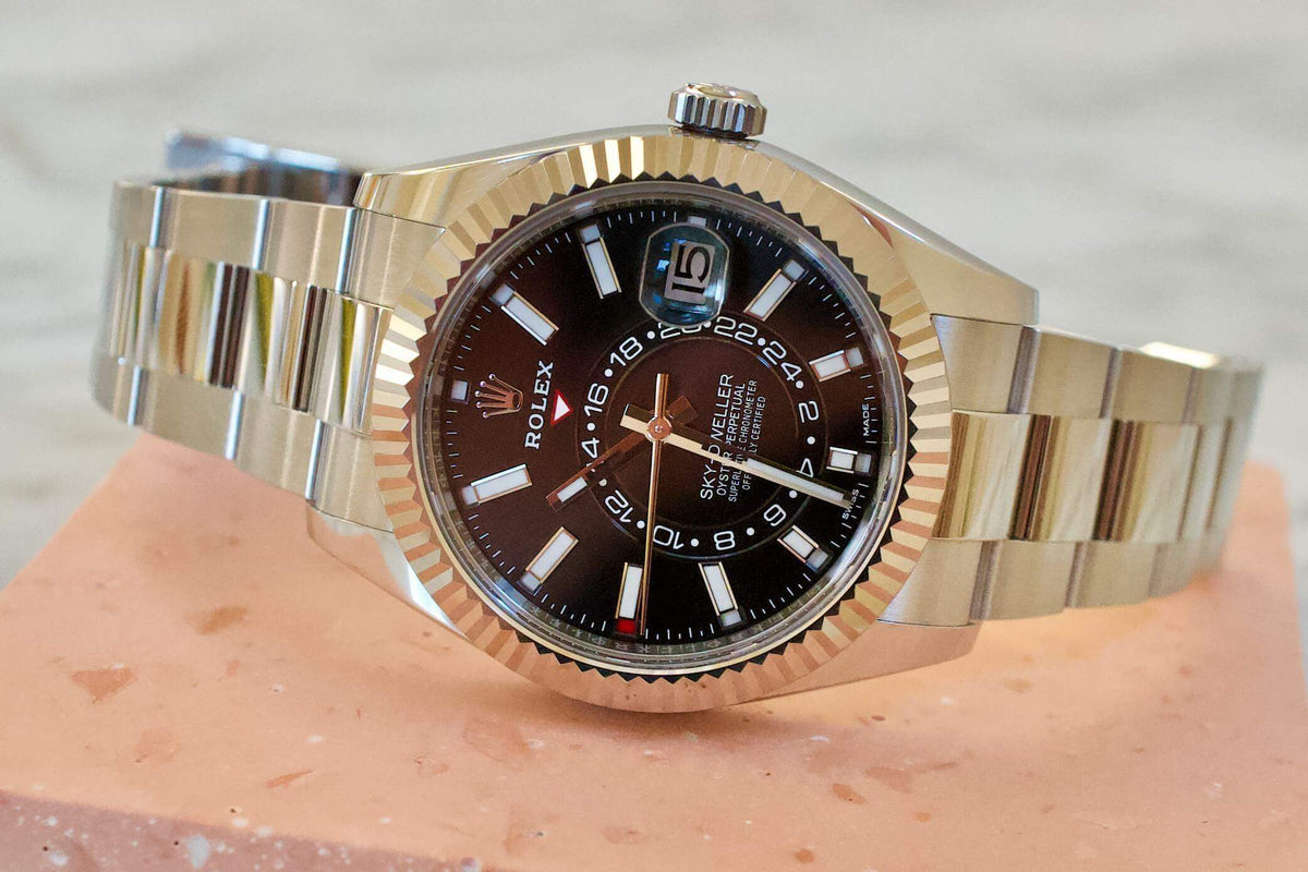 SOLD OUT: Rolex SkyDweller 326934 Black Dial 42mm 18K Bezel 2021 Box & Papers Warranty - WearingTime Luxury Watches