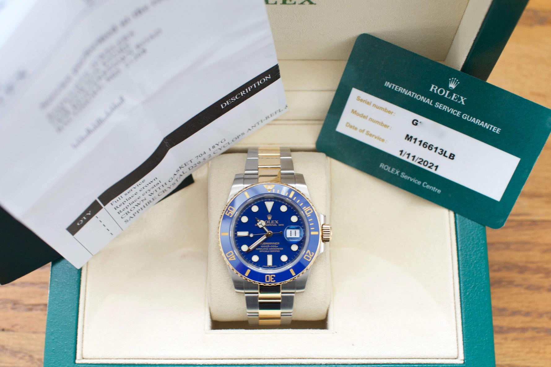 SOLD OUT: Rolex Two-Tone Submariner M116613LB - Serviced by Rolex January 2021 - WearingTime Luxury Watches