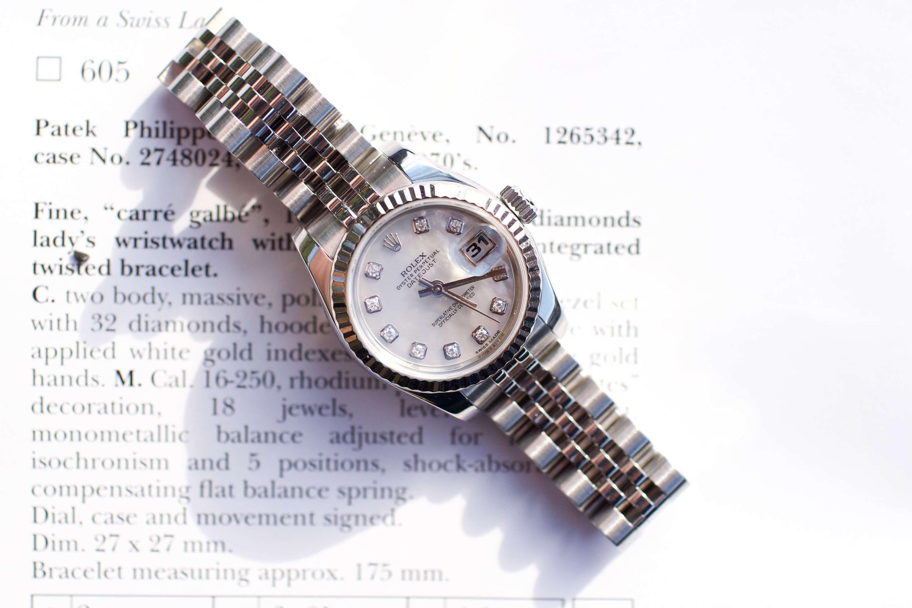 SOLD OUT: Rolex Womens Datejust 26mm 179174 Factory Mother of Pearl Dial Jubilee - WearingTime Luxury Watches