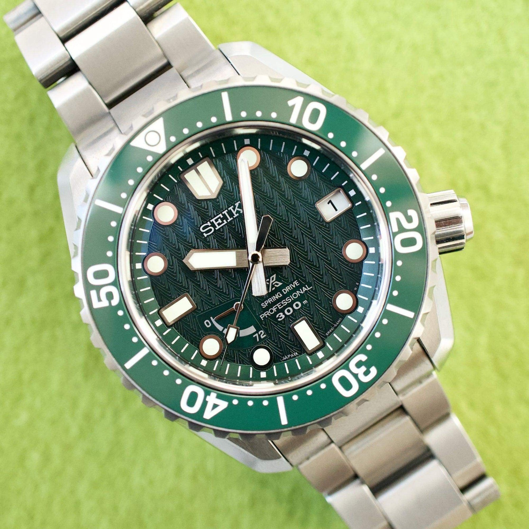 SOLD OUT: Seiko Prospex SBDB039/5R65-0AT0 44MM Spring Drive Limited to 500 Kokebozu Green 300m - WearingTime Luxury Watches