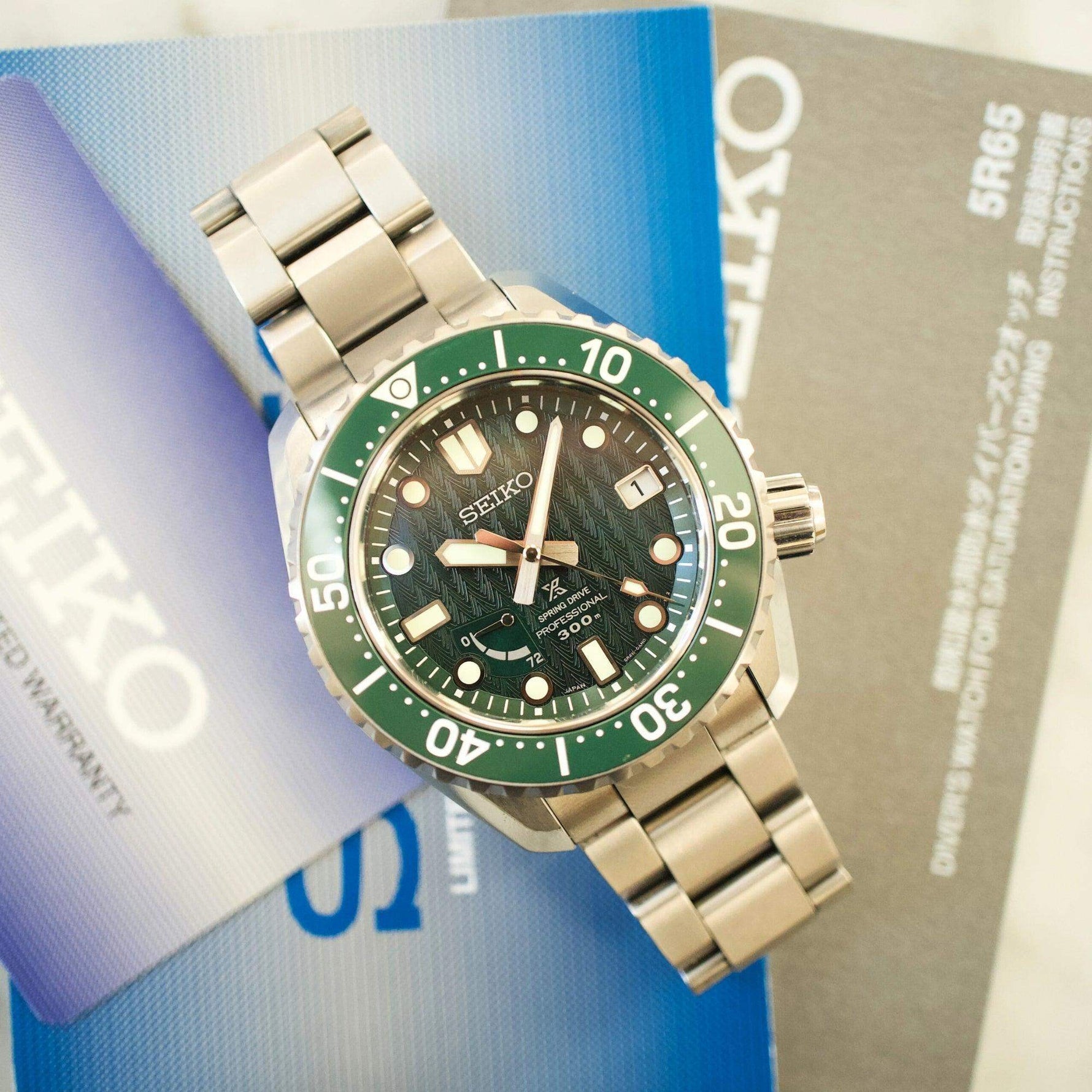 SOLD OUT: Seiko Prospex SBDB039/5R65-0AT0 44MM Spring Drive Limited to 500 Kokebozu Green 300m - WearingTime Luxury Watches