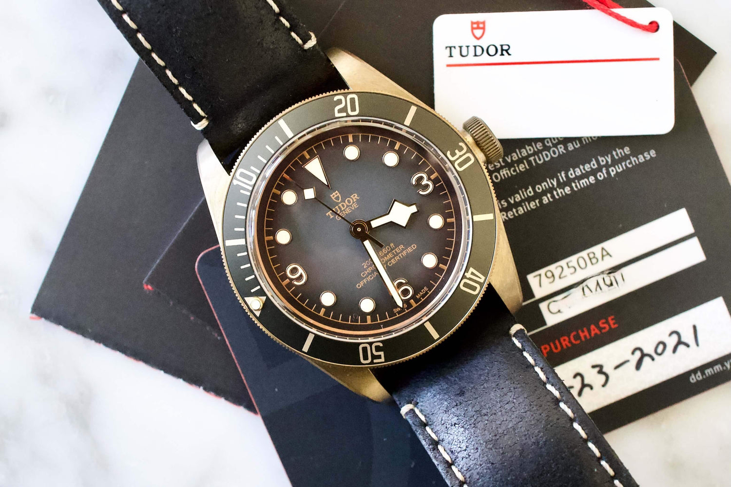 SOLD OUT: Tudor Heritage Black Bay Bronze 79250BA Slate Grey Dial 43MM Box Papers WARRANTY 2021 - WearingTime Luxury Watches