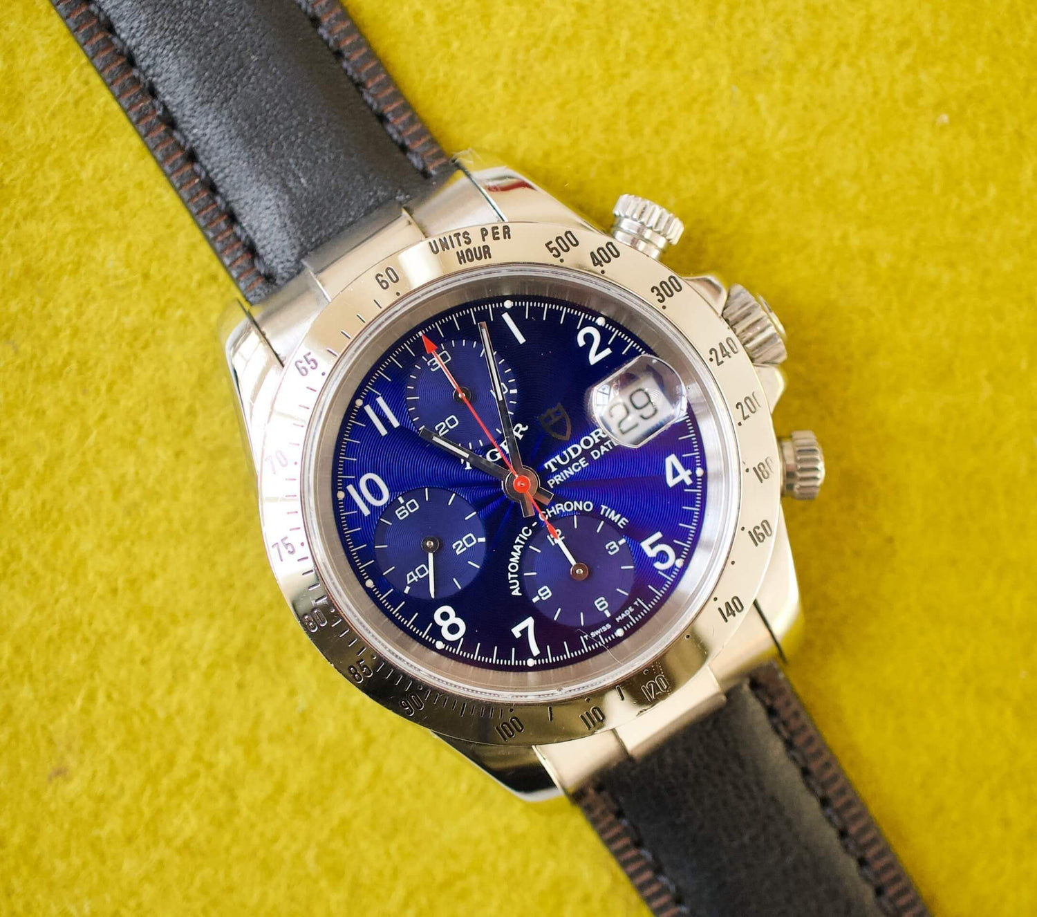SOLD OUT: Tudor Tiger Chronograph 79280P 40MM Chronograph Blue Steel Box 1997 - WearingTime Luxury Watches