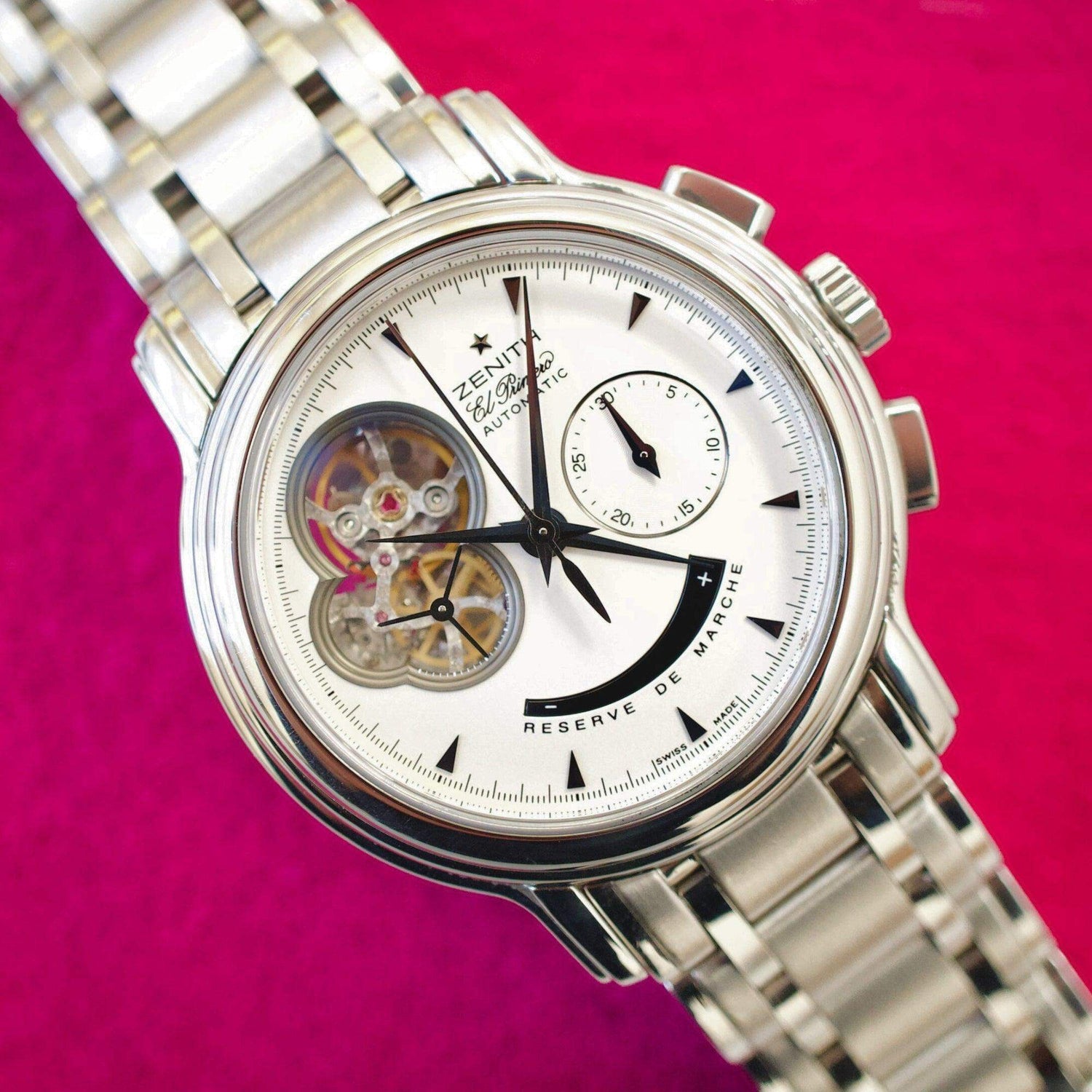 SOLD OUT: Zenith Chronomaster El Primero 03.0240.4021 40MM Open Chronograph White Steel Box and Papers 2003 - WearingTime Luxury Watches