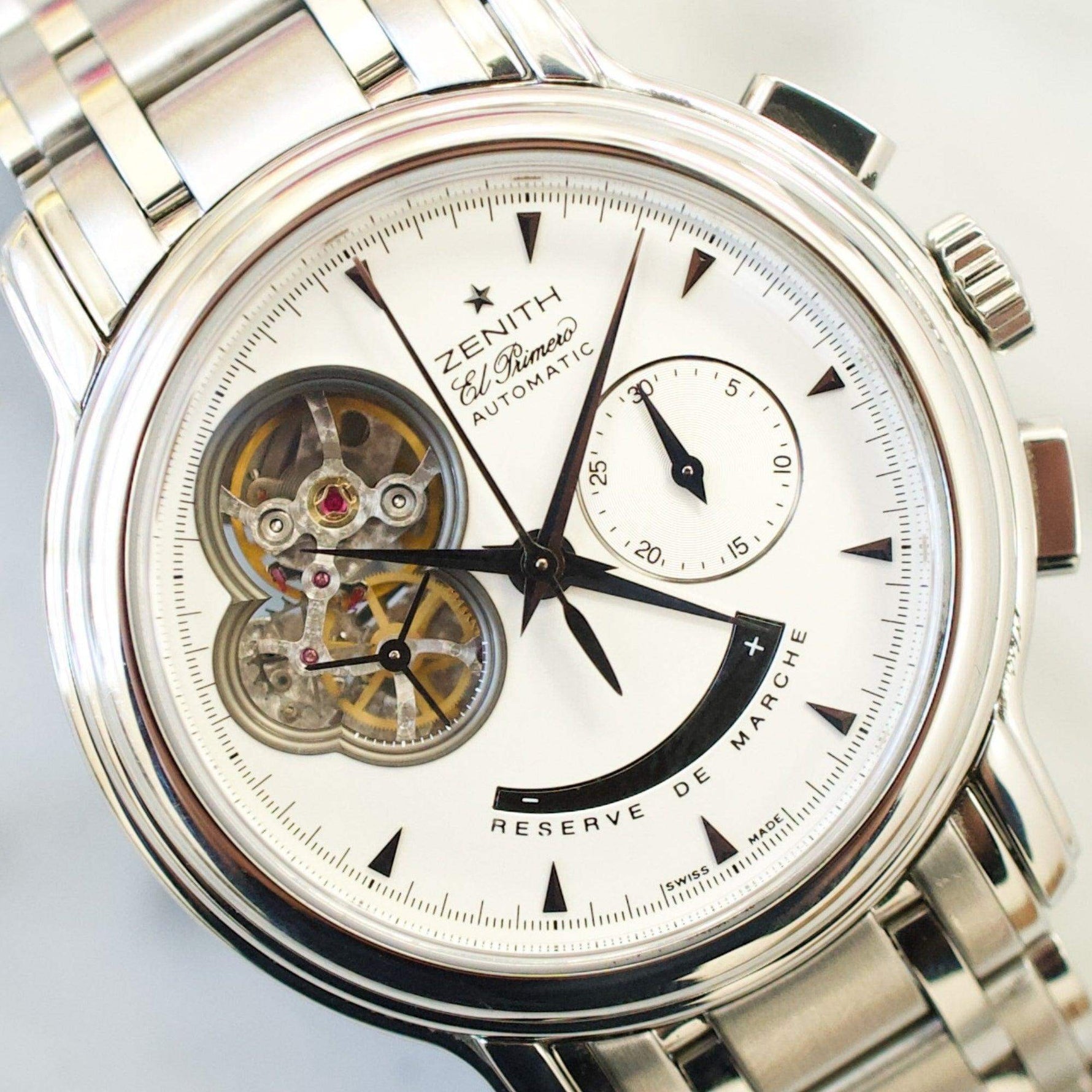 SOLD OUT: Zenith Chronomaster El Primero 03.0240.4021 40MM Open Chronograph White Steel Box and Papers 2003 - WearingTime Luxury Watches