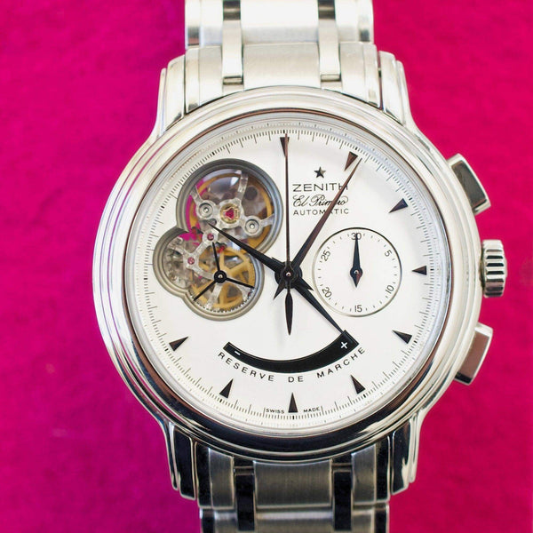 SOLD OUT: Zenith Chronomaster El Primero 03.0240.4021 40MM Open Chronograph White Steel Box and Papers 2003