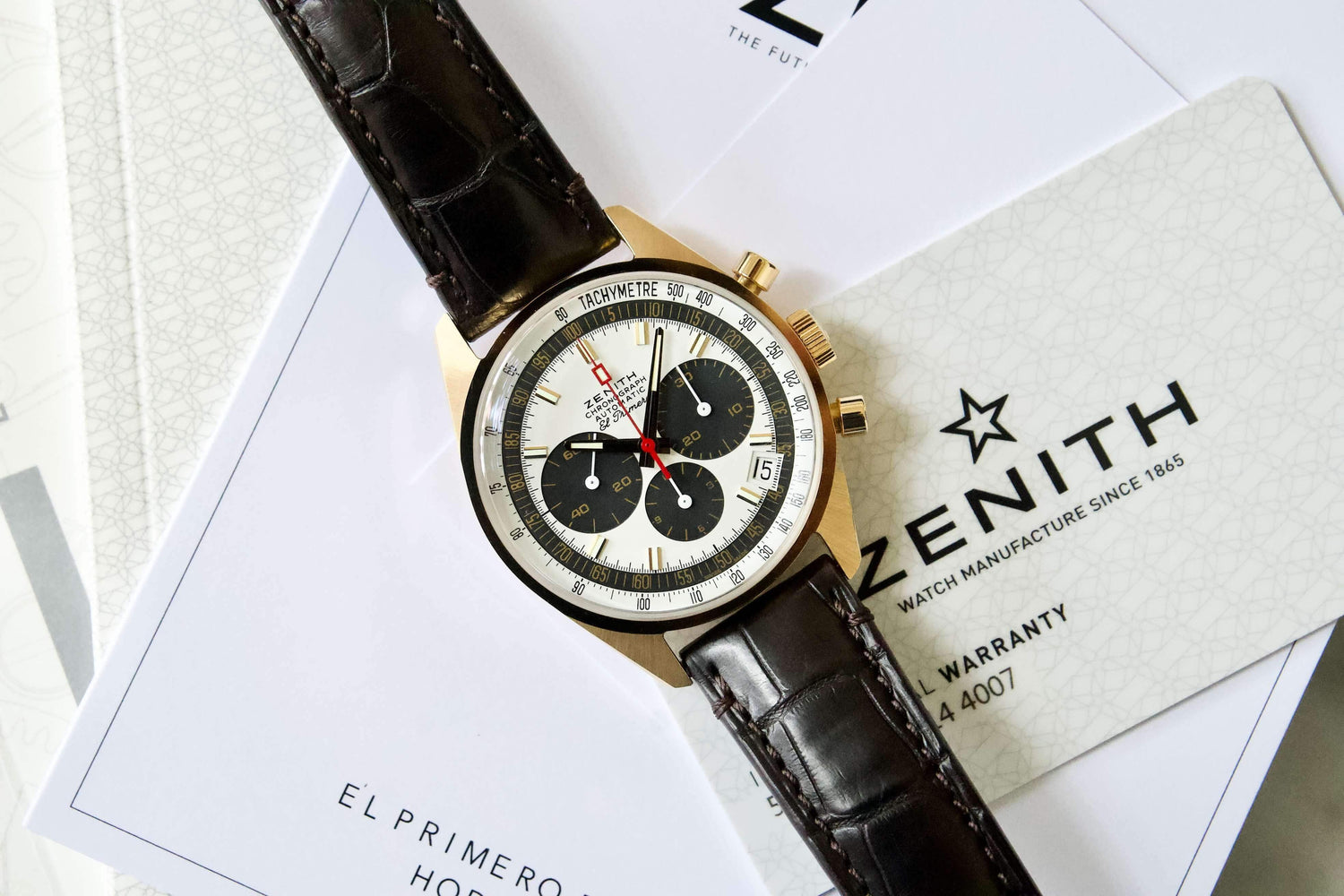 SOLD OUT: Zenith El Primero Revival G381 Chronograph HODINKEE Limited Edition 18k Gold Panda Dial 50 year Warranty 30.G381.400 - WearingTime Luxury Watches