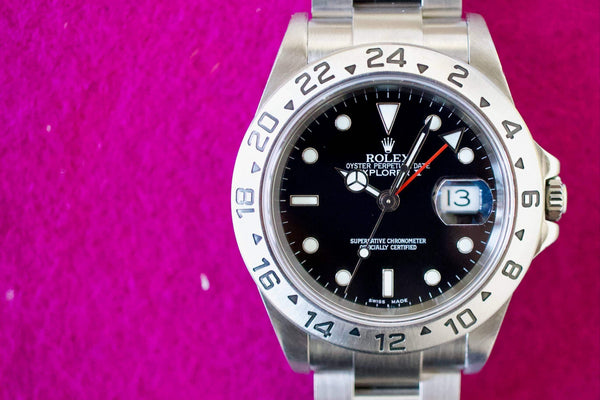 SOLD: Rolex 16570 Explorer ii F Black Dial 40mm BOX PAPERS SERVICED WARRANTY
