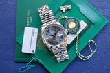 SOLD: ROLEX DATEJUST 36 WIMBLEDON Jubilee 126234 GREEN Rhodium ROMAN Box and Papers 18K Bezel