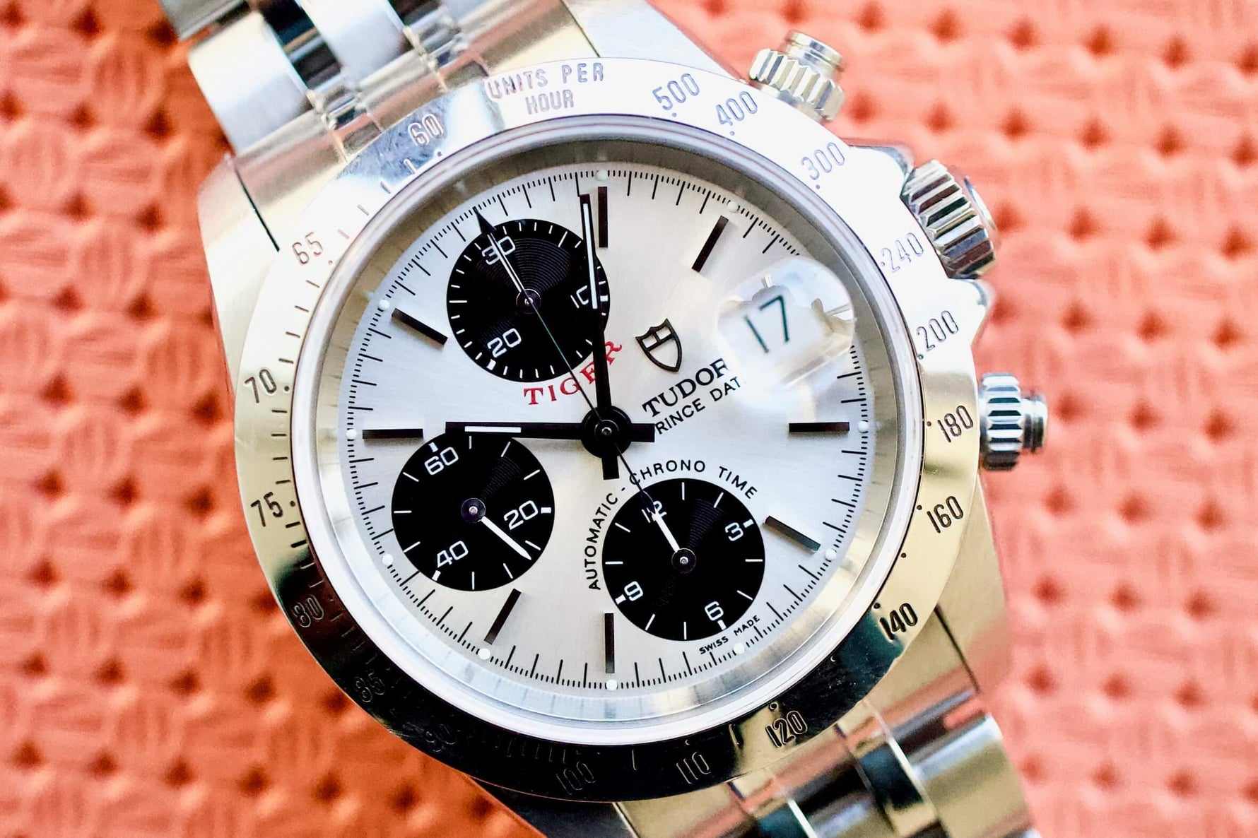 SOLD: Tudor Prince OysterDate Tiger Chronograph 79280 PAPERS Chrono Time Panda 2002 - WearingTime Luxury Watches