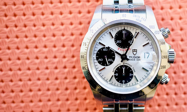 SOLD: Tudor Prince OysterDate Tiger Chronograph 79280 PAPERS Chrono Time Panda 2002