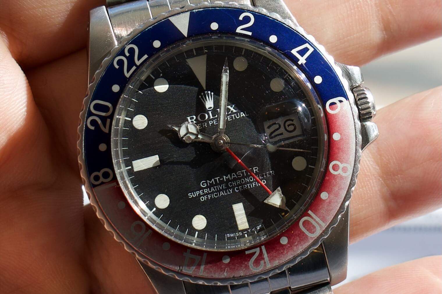 SOLDOUT: 1984 Rolex GMT Master ii Pepsi 16750 Jubilee Bracelet Ghost Bezel Vintage - WearingTime Luxury Watches