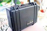 Black protective Blancpain watch case for luxury timepieces on table
