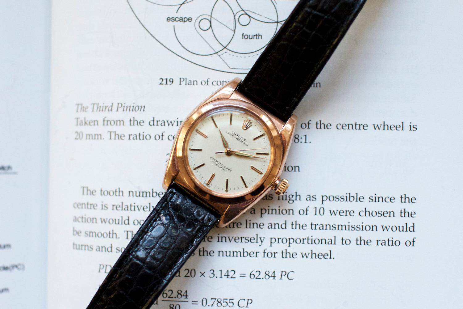 SOLDOUT: Bubbleback Oyster Perpetual 14k Rose Gold Bubble Back 3693 - WearingTime Luxury Watches