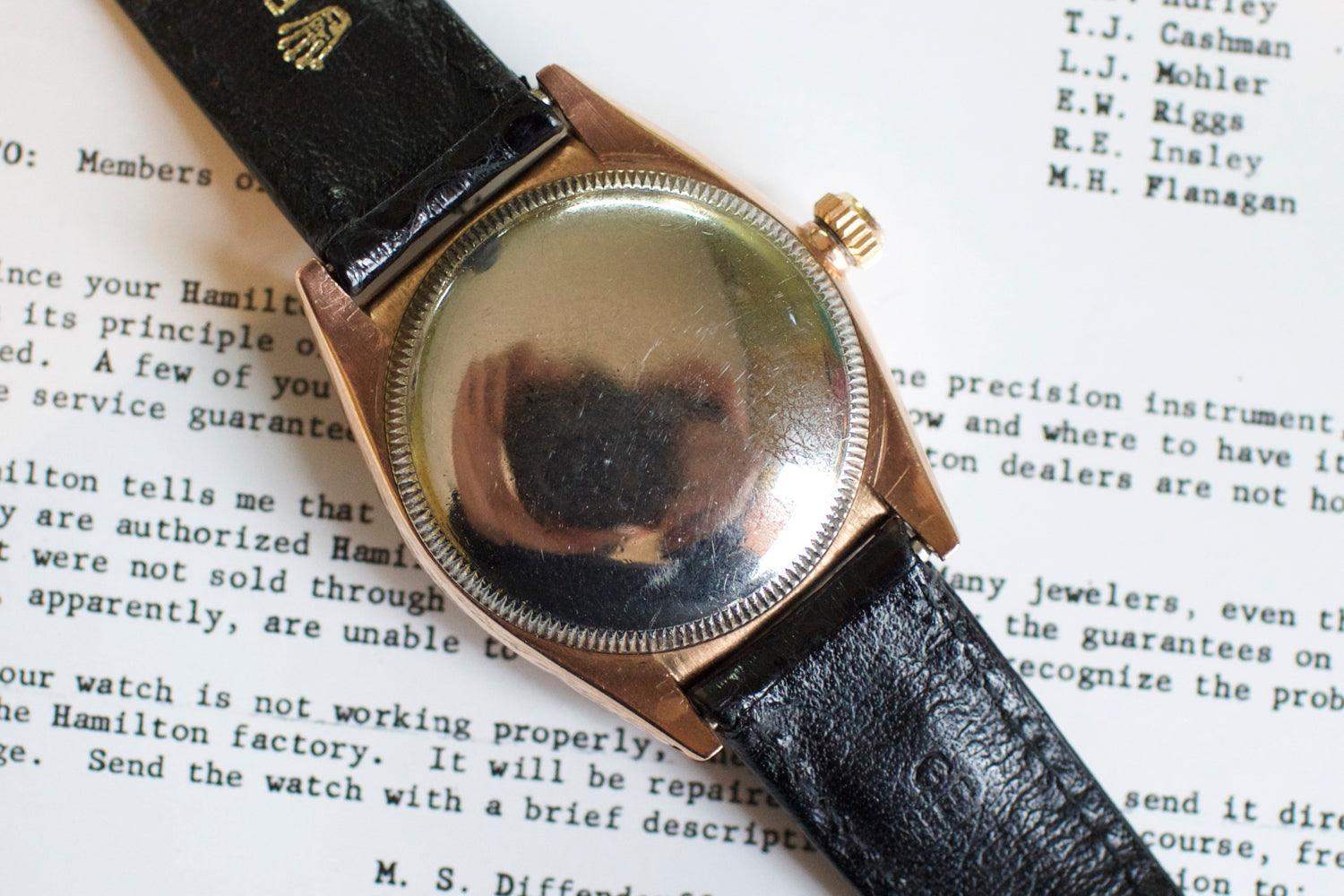 SOLDOUT: Bubbleback Oyster Perpetual 14k Rose Gold Bubble Back 3693 - WearingTime Luxury Watches