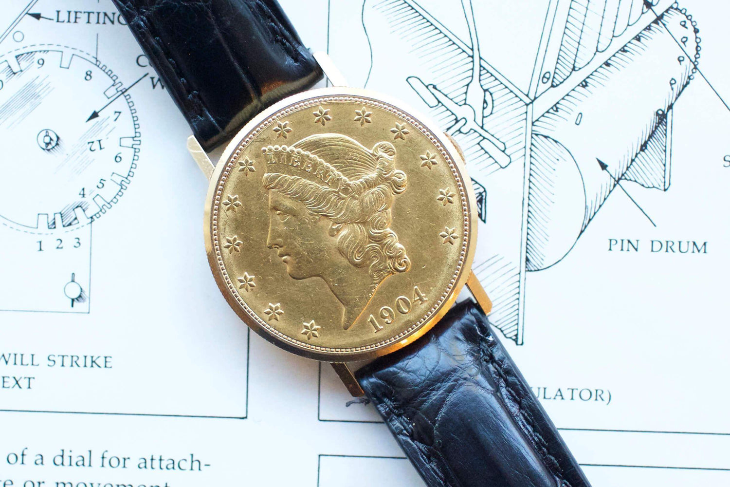 SOLDOUT: Ebel 18K Yellow Gold $20 Hidden Coin Watch Rare - WearingTime Luxury Watches