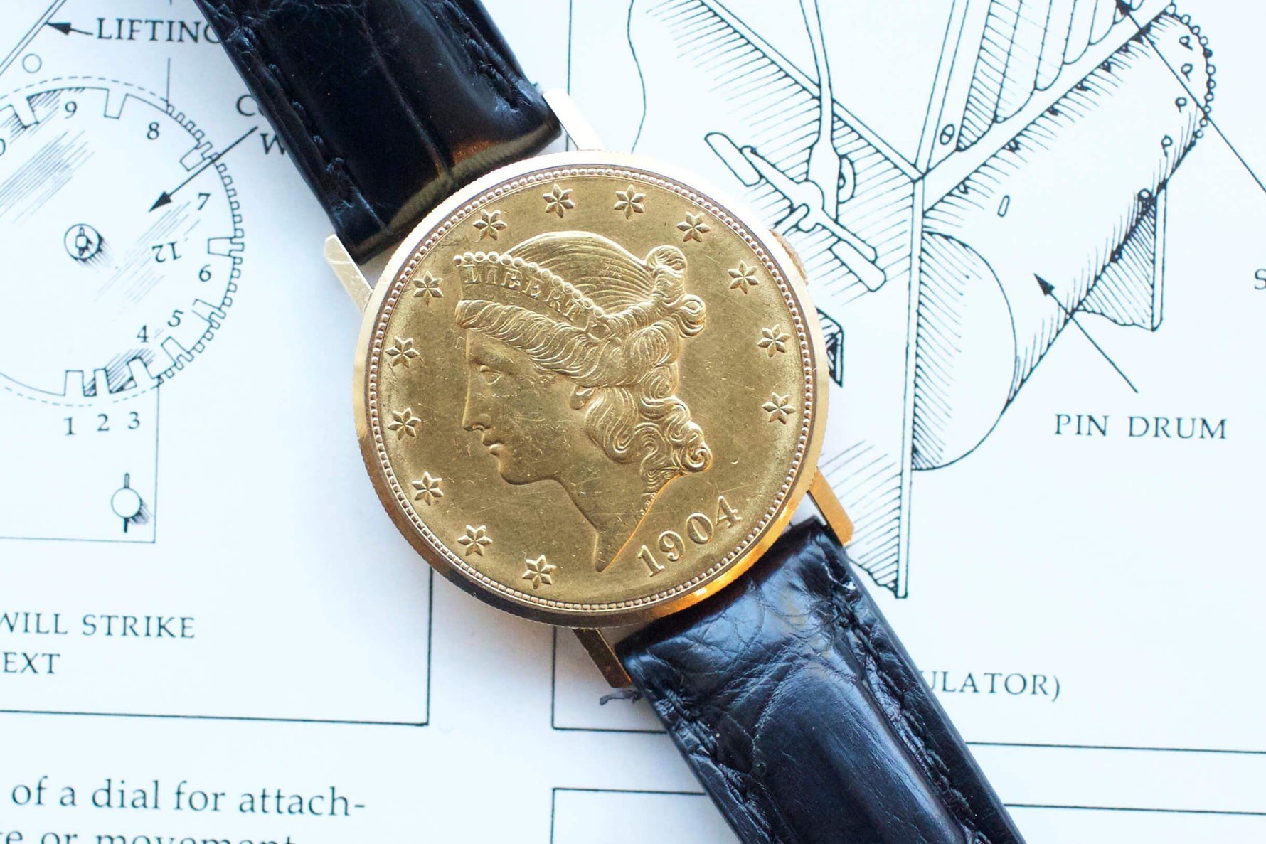 SOLDOUT: Ebel 18K Yellow Gold $20 Hidden Coin Watch Rare - WearingTime Luxury Watches
