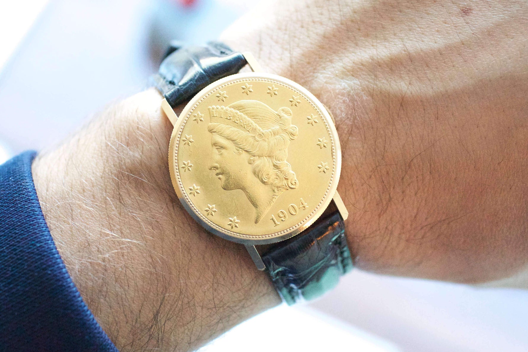 SOLDOUT: Ebel 18K Yellow Gold $20 Hidden Coin Watch Rare - WearingTime Luxury Watches
