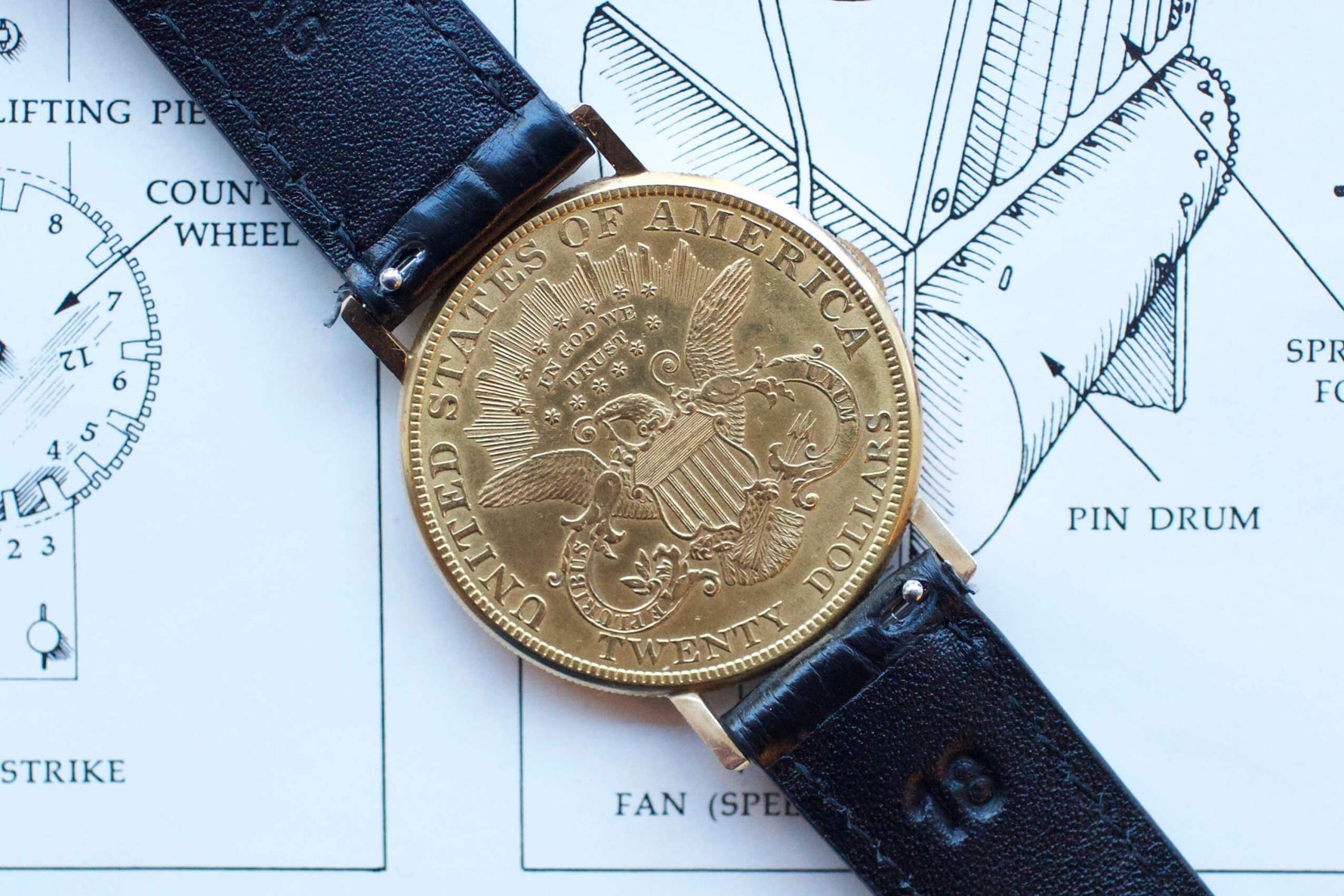 SOLDOUT: Ebel 18K Yellow Gold $20 Hidden Coin Watch Rare - WearingTime Luxury Watches