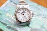 Rolex Oyster Perpetual Date Explorer II luxury watch with white dial and steel bezel