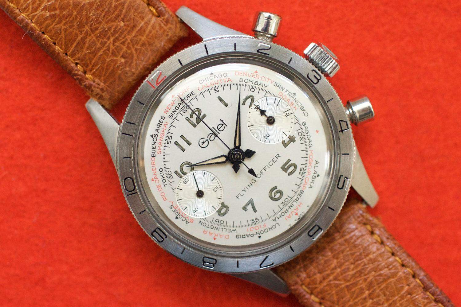 SOLDOUT: Gallet Flying Officer Vintage Chronograph Tritium - WearingTime Luxury Watches