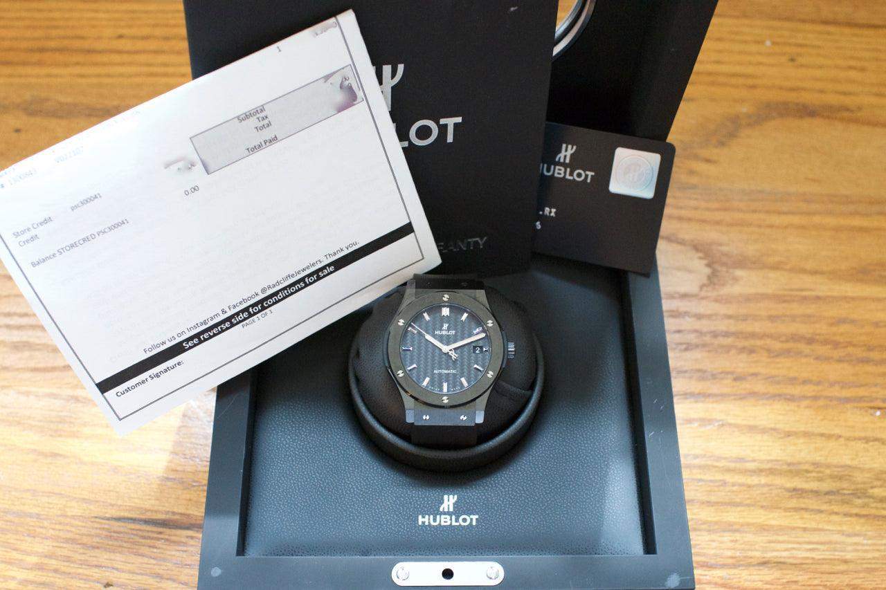 SOLDOUT: Hublot Classic Fusion 45mm 511.CM.1771.RX Box and Papers - WearingTime Luxury Watches