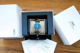 IWC Schaffhausen luxury watch with blue dial in original black and white presentation box