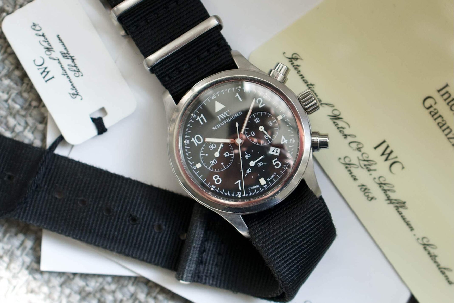 SOLDOUT: IWC Schaffhausen Flieger Chronograph Pilot 3741 Men Watch - WearingTime Luxury Watches