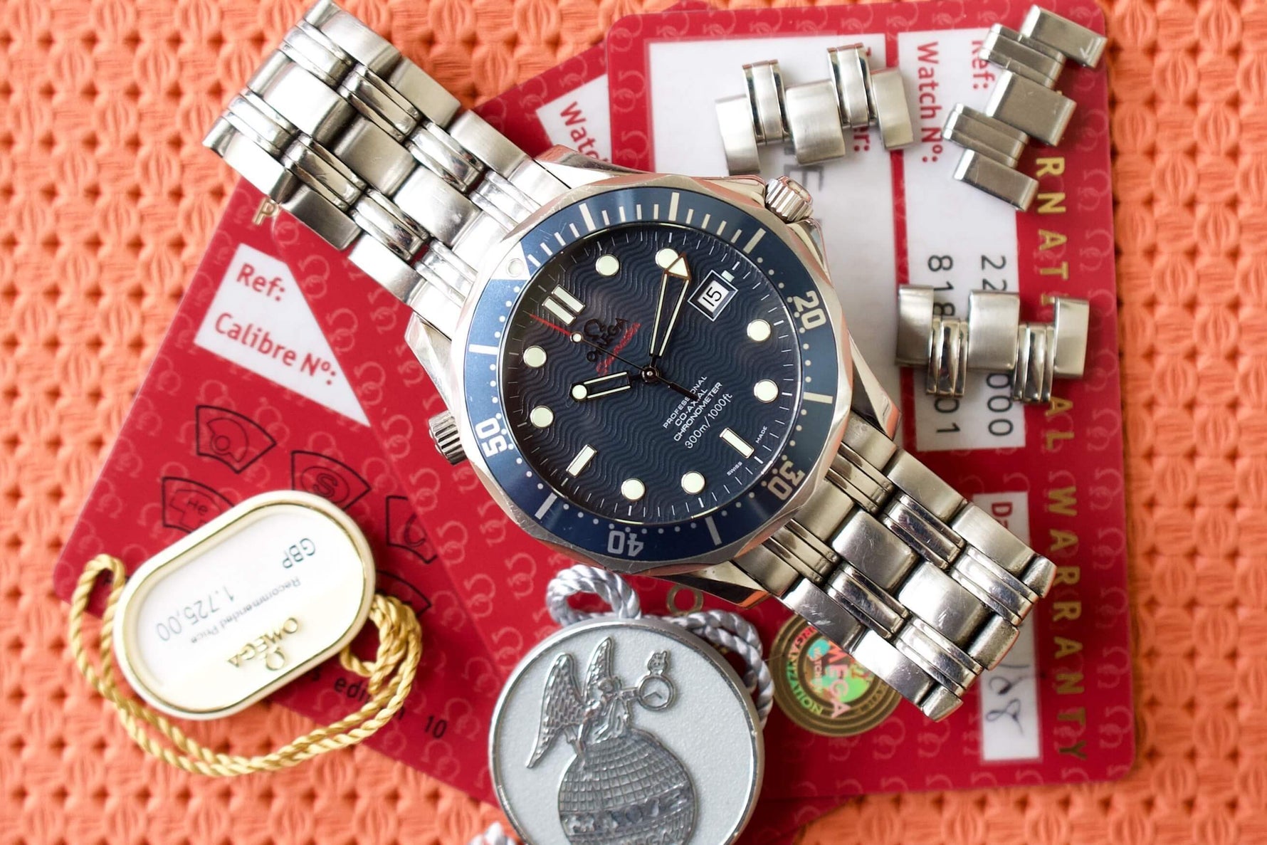 SOLDOUT: OMEGA SEAMASTER BOND 300 Co-Axial Chronometer 2220.80 Automatic WAVE Dial Box and Papers - WearingTime Luxury Watches