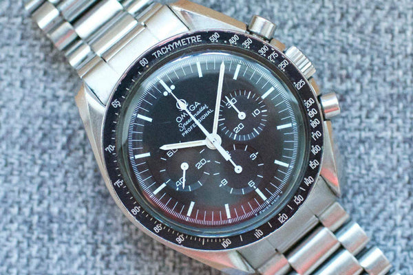 Omega Speedmaster Professional Moonwatch with black dial and stainless steel bracelet