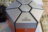 Omega Speedmaster Ultraman hexagonal watch box with silver top and Omega logo