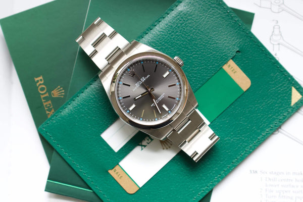 SOLDOUT: Rolex 114300 Oyster Perpetual 39mm Rhodium Dial Box and Papers One Owner