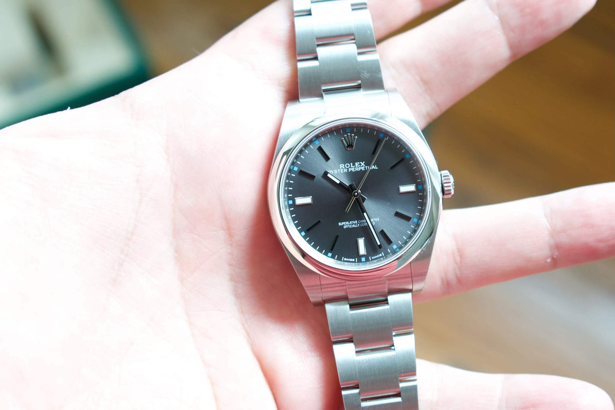 SOLDOUT: Rolex 114300 Oyster Perpetual 39mm Rhodium Dial Box and Papers One Owner - WearingTime Luxury Watches