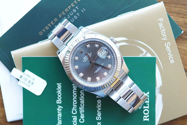 SOLDOUT: Rolex 116334 Datejust II Rhodium Factory Diamond Dial