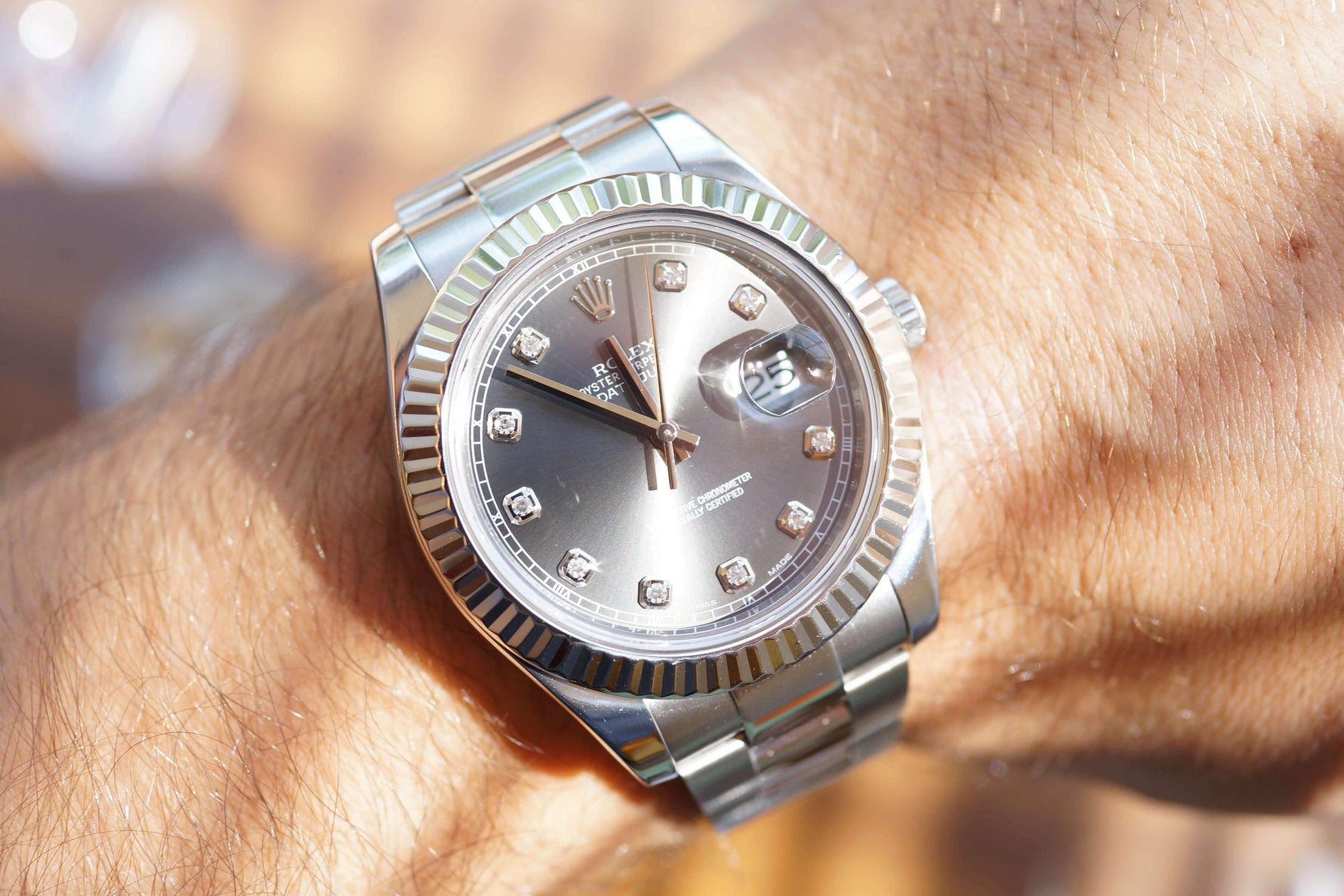 SOLDOUT: Rolex 116334 Datejust II Rhodium Factory Diamond Dial - WearingTime Luxury Watches