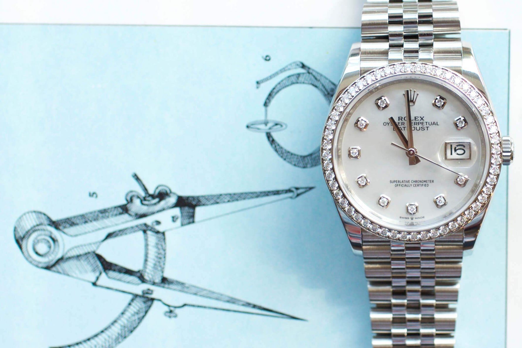 SOLDOUT: Rolex 126284RBR 36mm Datejust Factory Diamond Dial and Bezel BOX AND PAPERS 2019 - WearingTime Luxury Watches