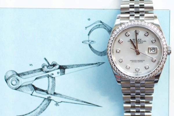 SOLDOUT: Rolex 126284RBR 36mm Datejust Factory Diamond Dial and Bezel BOX AND PAPERS 2019