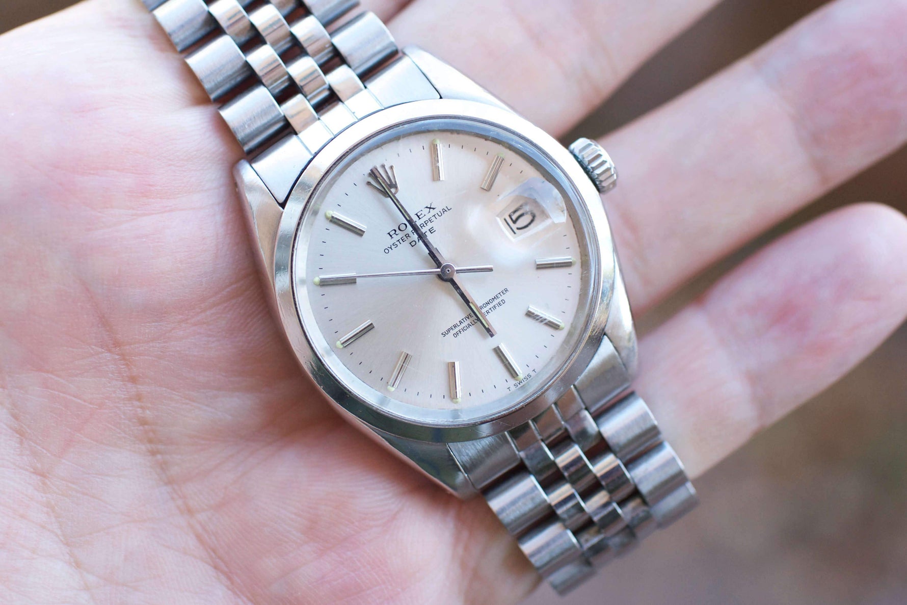 SOLDOUT: Rolex 1501 Oyster Perpetual Date 34mm Jubilee Bracelet Service Box - WearingTime Luxury Watches