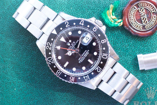 SOLDOUT: Rolex 16750 GMT Master Glossy 1982 Black Bezel