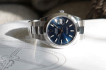 SOLDOUT: Rolex Datejust 41 Smooth Bezel ref 126300 Blue Stick Dial Box and Papers - WearingTime Luxury Watches
