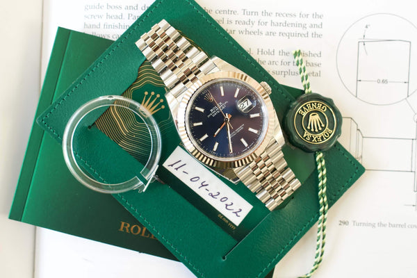 SOLDOUT: Rolex Datejust 41 Steel & White Gold 126334 Watch - Blue Dial 2022 Paper NEW