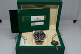 Stainless steel luxury GMT watch with black bezel in original green presentation box